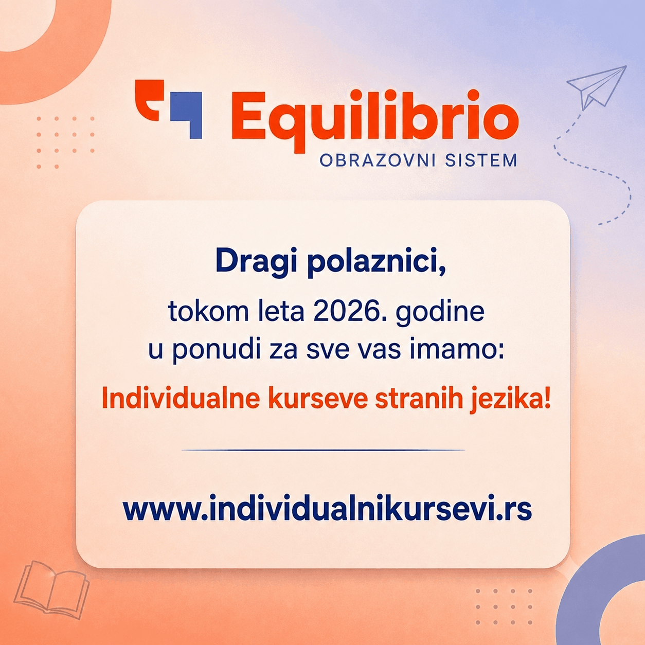 Beogradski jezički kamp za osnovce – Equilibrio